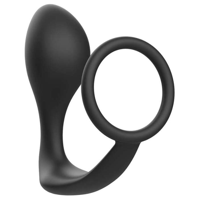 PLUG ANAL COM ANEL DE SILICONE PRETO PARA PÉNIS ADDICTED TOYS