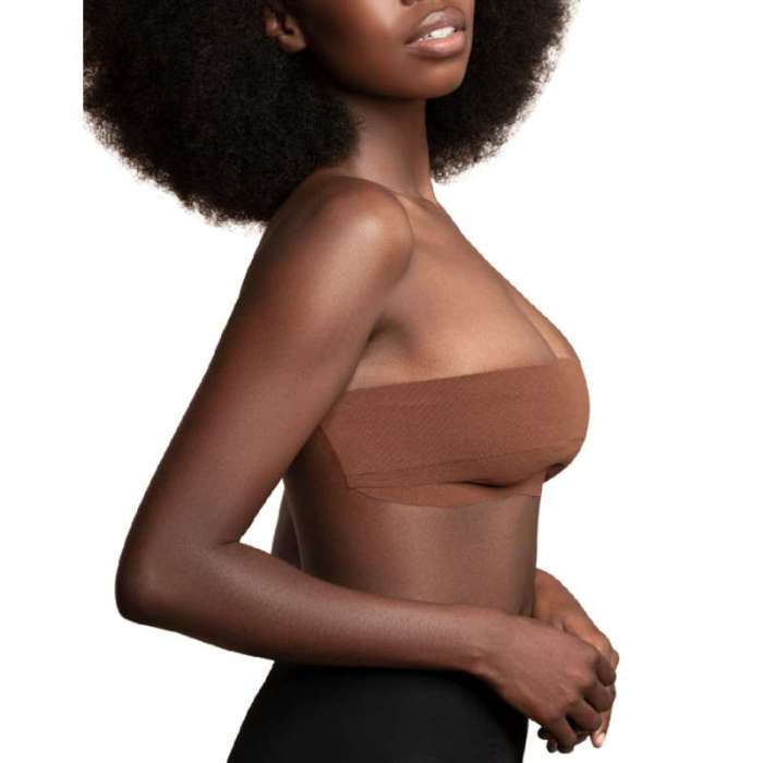 FITA ADESIVA - BYE BRA BODY TAPE 5M X 6,5 CM + 3 PARES DE COBERTURAS DE BICO DE SATINAS MARROM ESCURO