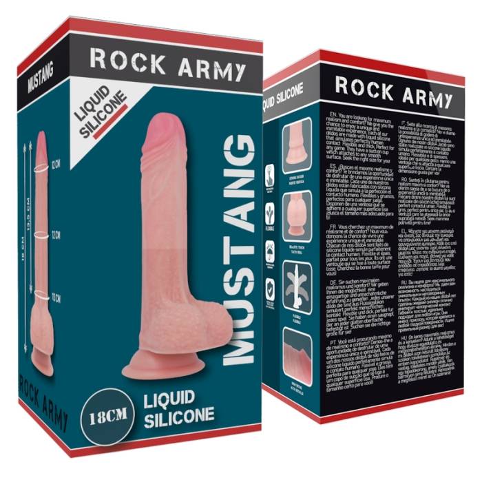 ARNÊS ROCKARMY + SILICONE LÍQUIDO PREMIUM MUSTANG REALISTA 18CM