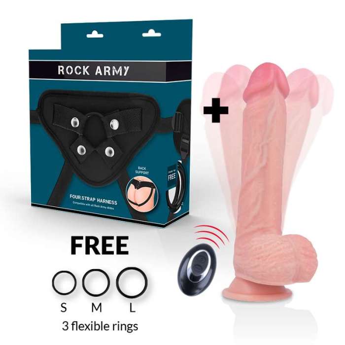 ARNÊS COM DILDO E COMANDO - ROCK ARMY