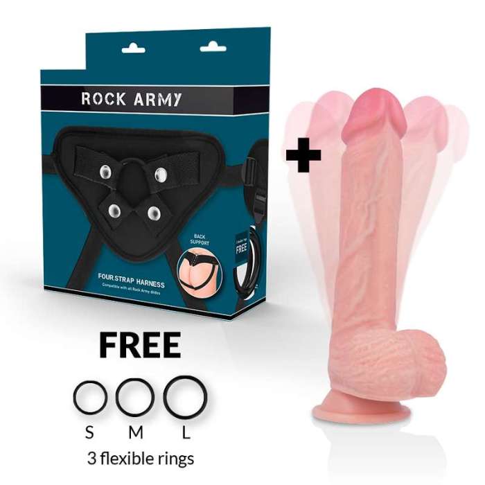 ARNÊS COM VIBRADOR - ROCK ARMY 22 CM