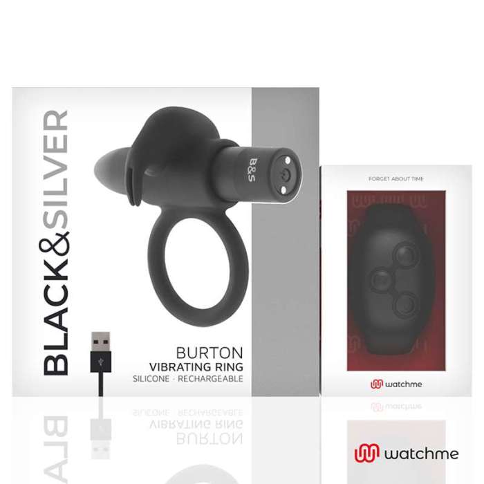ANEL PARA PÉNIS COM VIBRAÇÃO - BLACK&SILVER BURTON WATCHME