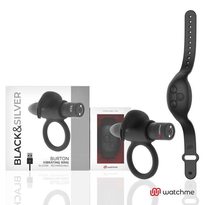 ANEL PARA PÉNIS COM VIBRAÇÃO - BLACK&SILVER BURTON WATCHME