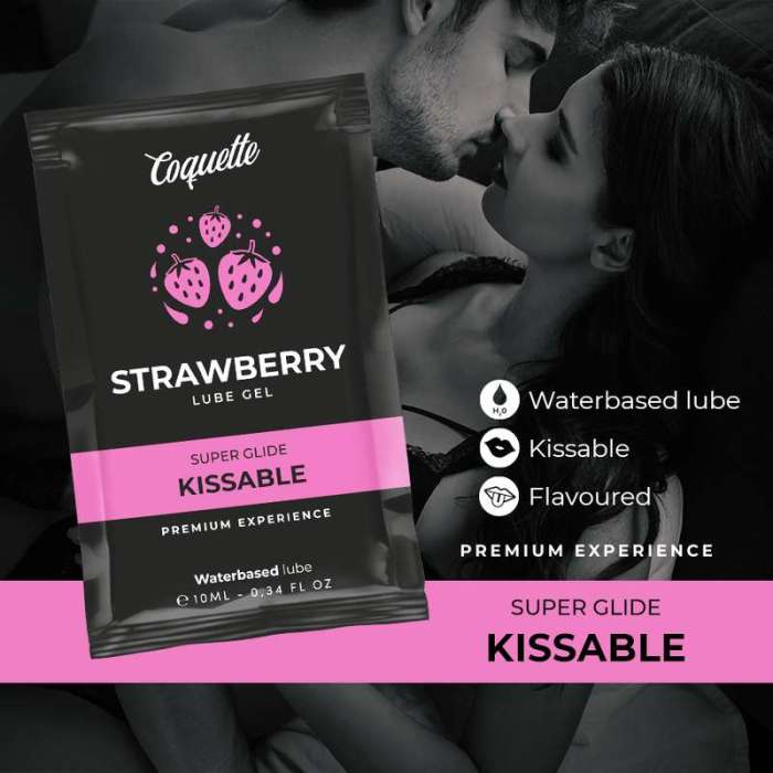 LUBRIFICANTE COM AROMA - COQUETTE WATERBASED KISSABLE STRAWBERRY GEL 10 ML