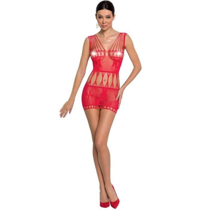 VESTIDO - PASSION WOMAN BS090 BODYSTOCKING - RED ONE SIZE