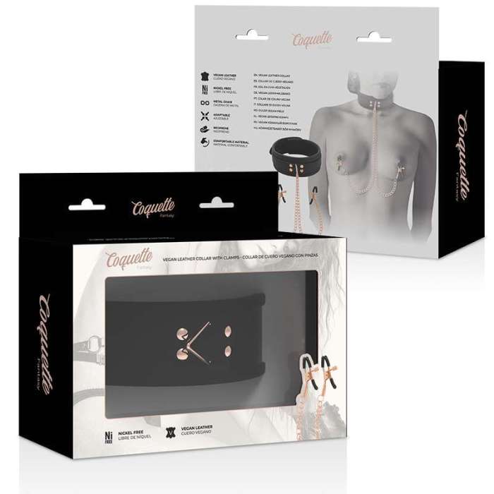 COLAR DE COURO VEGAN COM CLIP DE MAMILO - COQUETTE