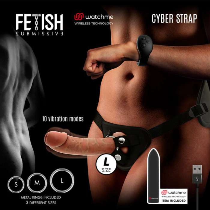 ARNÊS COM DILDO E VIBRAÇÃO COM CONTROLO REMOTO RELÓGIO CYBER STRAP