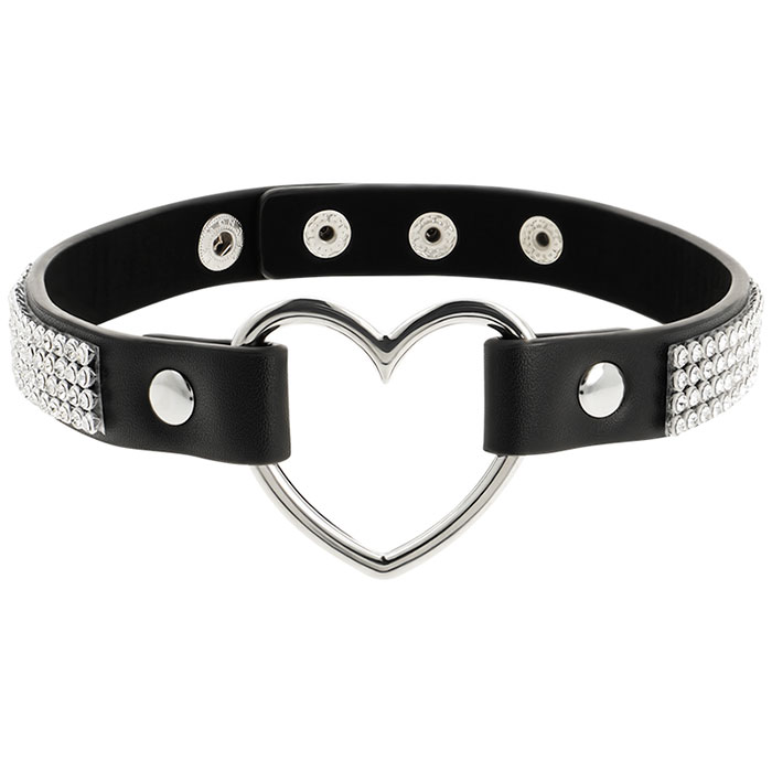 COQUETTE HAND CRAFTED CHOKER VEGAN LEATHER - HEART