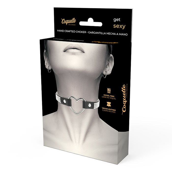 COQUETTE HAND CRAFTED CHOKER VEGAN LEATHER - HEART