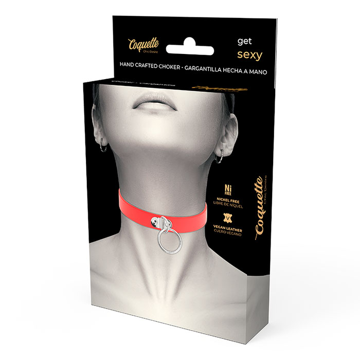 COLAR - COQUETTE HAND CRAFTED CHOKER FETISH - RED