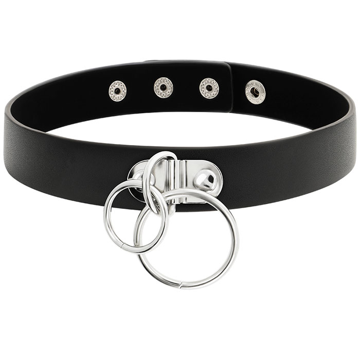 COQUETTE HAND CRAFTED CHOKER VEGAN LEATHER - DOUBLE RING