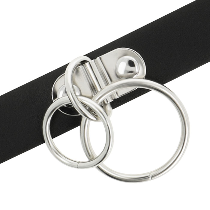 COQUETTE HAND CRAFTED CHOKER VEGAN LEATHER - DOUBLE RING