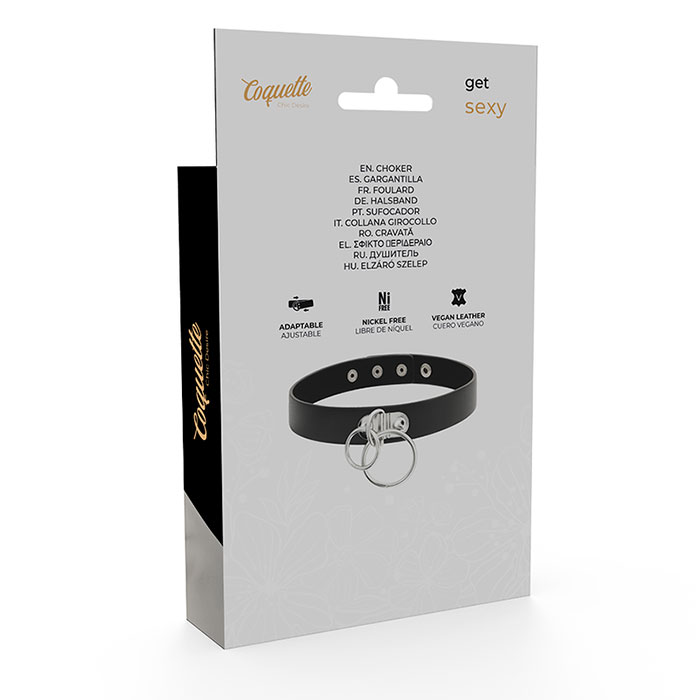 COQUETTE HAND CRAFTED CHOKER VEGAN LEATHER - DOUBLE RING