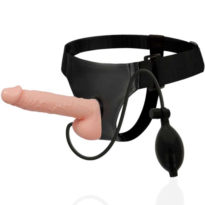 ARNÊS COM DILDO COM BOMBA - HARNESS ATTRACTION 18CM