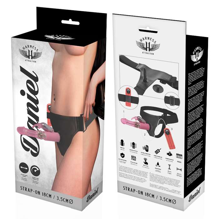 ARNÊS COM VIBRADOR DUPLA ESTIMULAÇÃO E CONTROLO REMOTO - HARNESS ATTRACTION