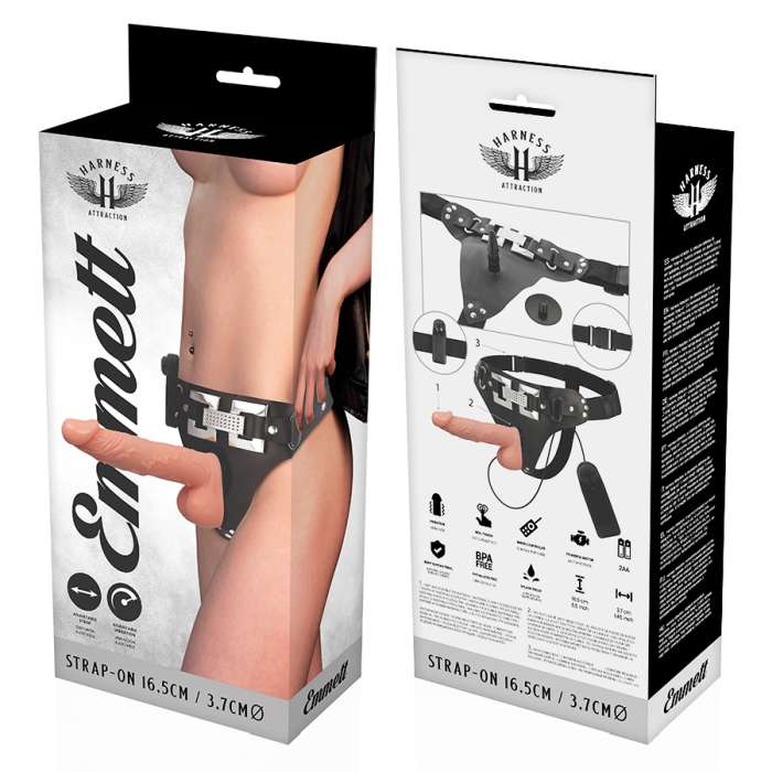 ARNÊS COM DILDO E VIBRAÇÃO - HARNESS ATTRACTION 16,5CM