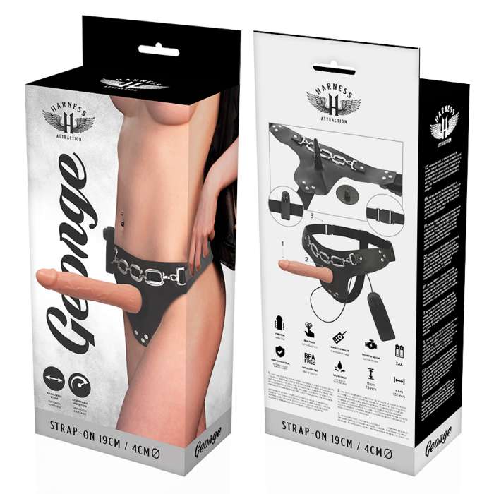 ARNÊS COM DILDO COM VIBRAÇÃO E CONTROLO REMOTO -HARNESS ATTRACTION 19CM