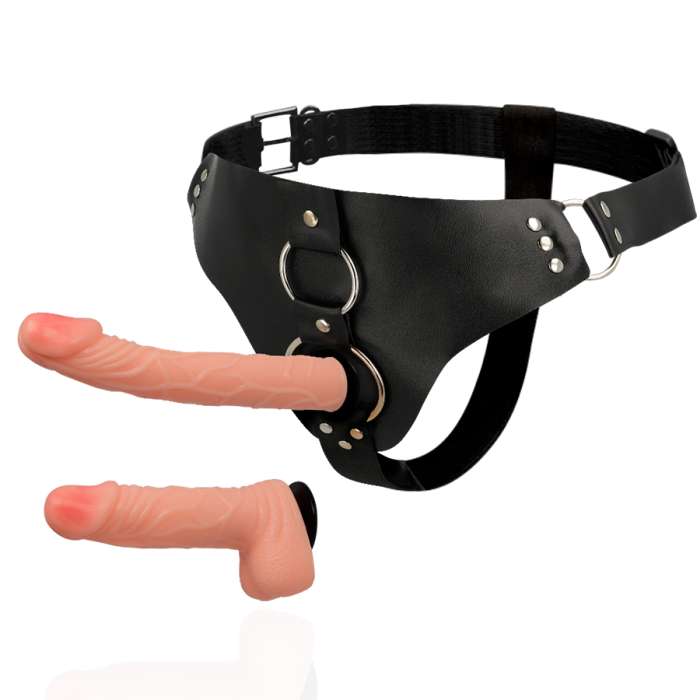 ARNÊS COM DOIS DILDOS - HARNESS ATTRACTION 19.8CM E 15CM