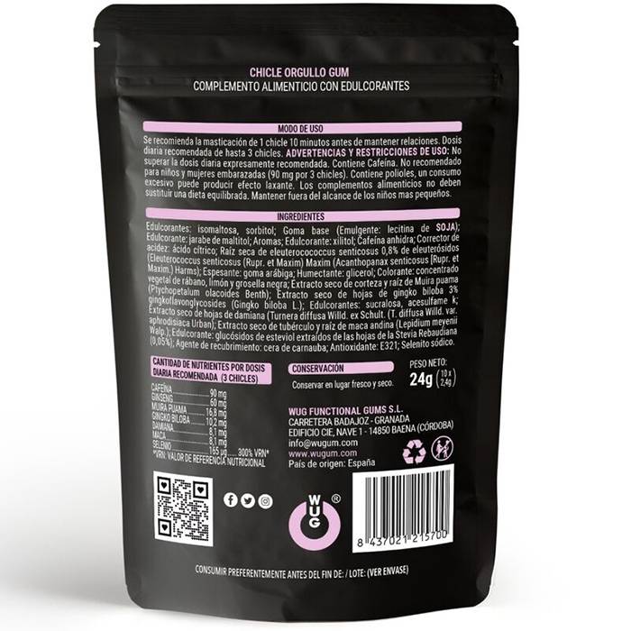 POTENCIADOR SEXUAL - WUG GUM ORGULLO 10 UNITS