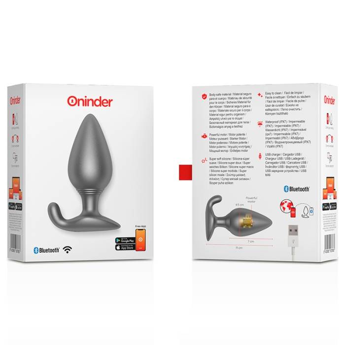 ONINDER VIBRATING ANAL PLUG BLACK - FREE APP