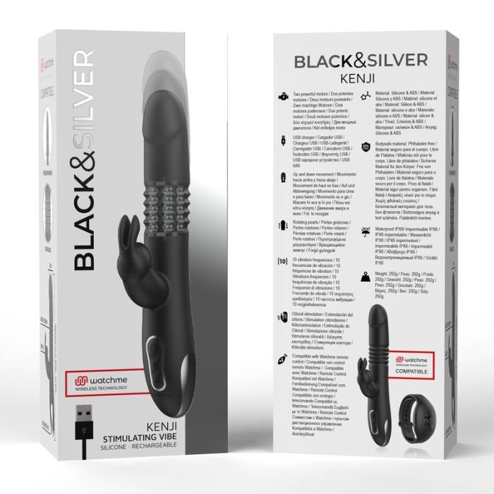 BLACK&SILVER KENJI STIMULATING VIBE COMPATIBLE CON WATCHME WIRELESS TECHNOLOGY
