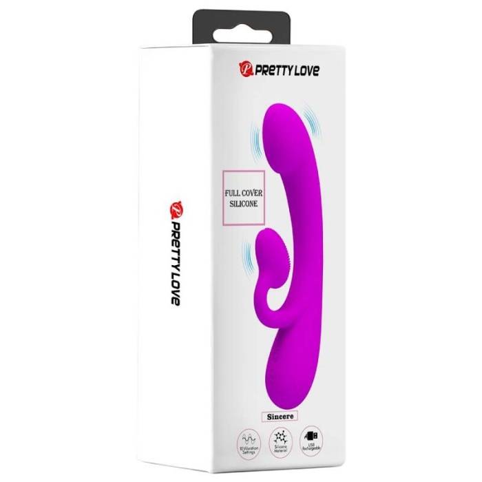 PRETTY LOVE - SINCERE SILICONE VIBRATOR AND STIMULATOR PURPLE