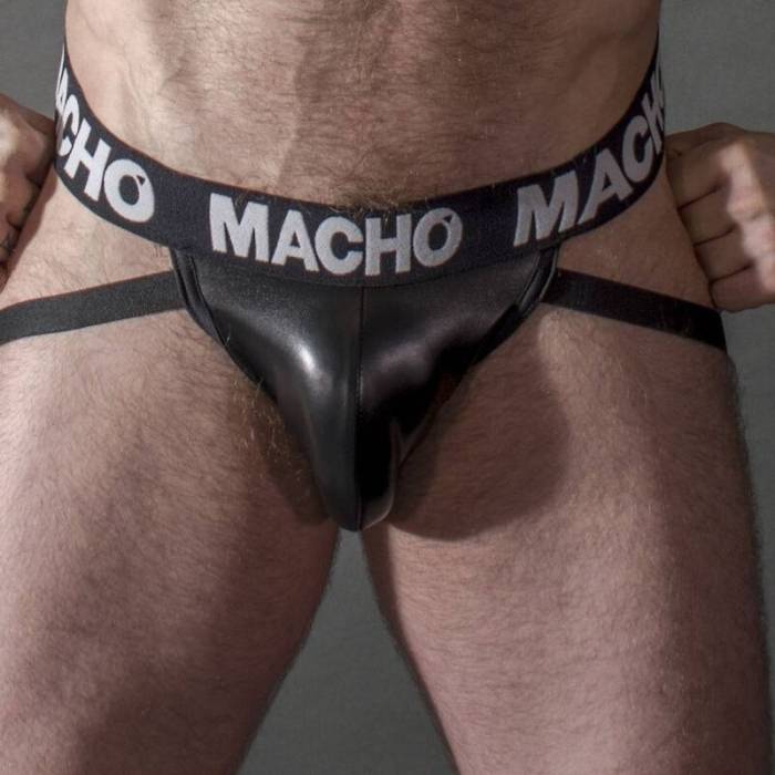MACHO - MX25NC JOCK COURO PRETO