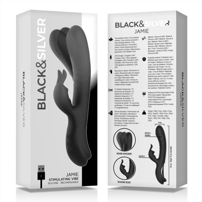 BLACK&SILVER - JAMIE STIMULATING VIBE SILICONE RECHARGEABLE BLACK