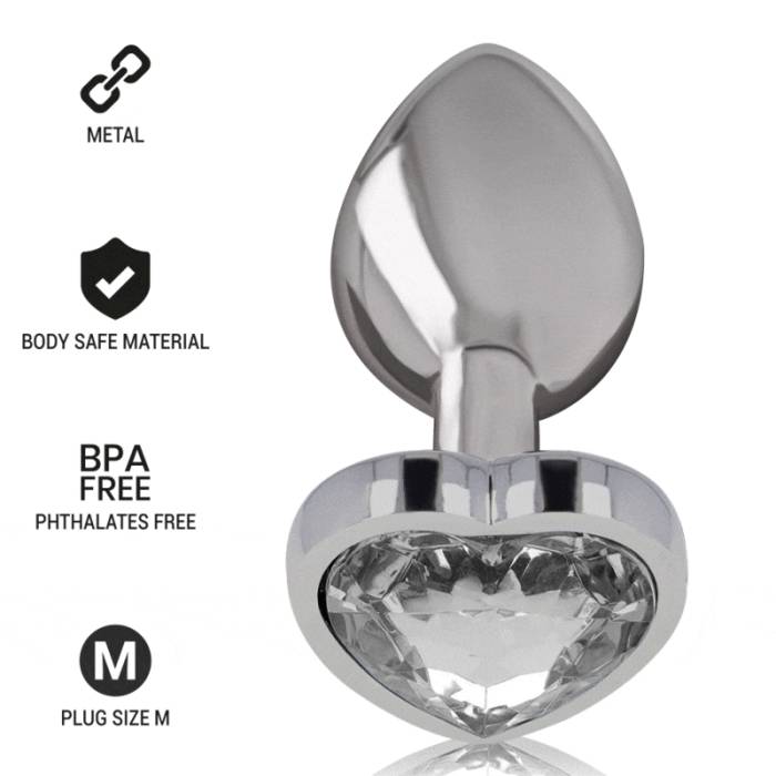 INTENSO - CORAÇÃO BRANCO DE ALUMÍNIO METAL PLUGUE ANAL TAMANHO M