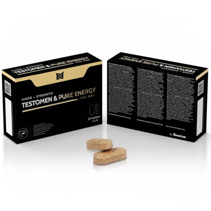 BLACKBULL BY SPARTAN - TESTOMEN & PURE ENERGY VIGOR + FORÇA PARA HOMENS 20 COMPRIMIDOS