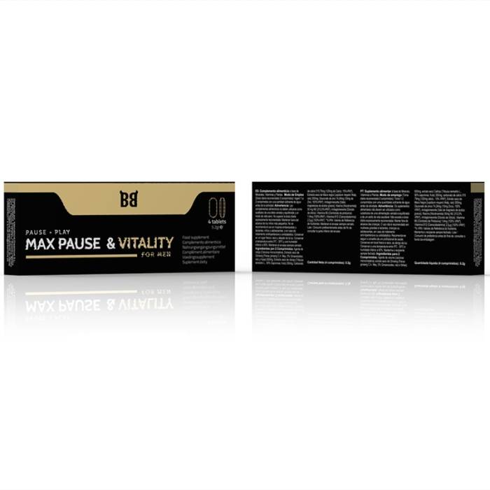 BLACKBULL BY SPARTAN - MAX PAUSE & VITALITY PAUSE + PLAY PARA HOMENS 4 COMPRIMIDOS