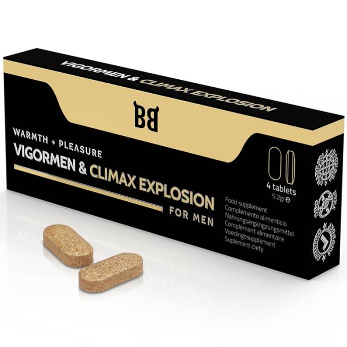 BLACKBULL BY SPARTAN - VIGORMEN & CLIMAX EXPLOSION CALOR + PRAZER PARA HOMENS 4 COMPRIMIDOS