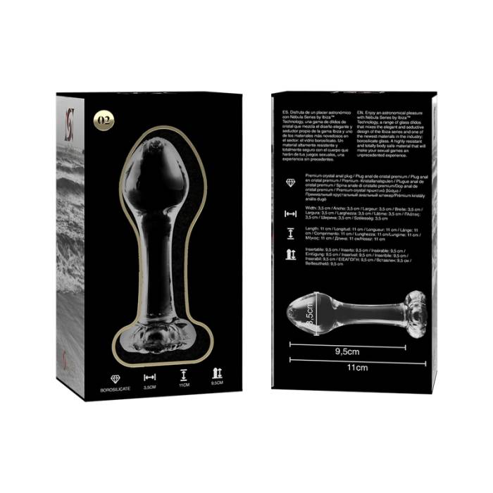 NEBULA SERIES BY IBIZA - MODELO 2 PLUG ANAL VIDRO BOROSILICADO 11 X 3,5 CM TRANSPARENTE