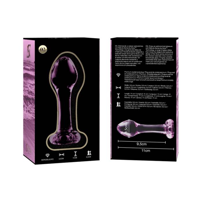NEBULA SERIES BY IBIZA - MODELO 2 PLUG ANAL VIDRO BOROSILICADO 11 X 3,5 CM ROSA