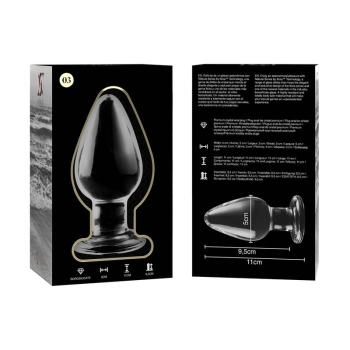 NEBULA SERIES BY IBIZA - MODELO 3 PLUG ANAL VIDRO BOROSILICADO 11 X 5 CM TRANSPARENTE
