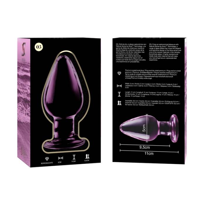NEBULA SERIES BY IBIZA - MODELO 3 PLUG ANAL VIDRO BOROSILICADO 11 X 5 CM ROSA