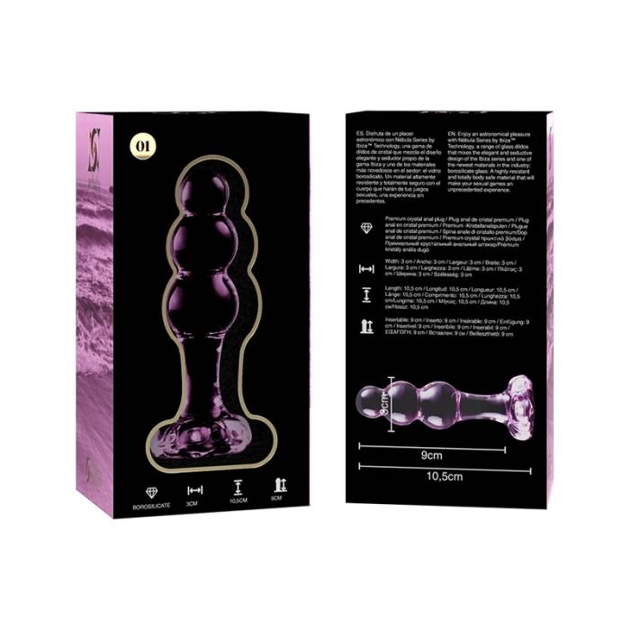 NEBULA SERIES BY IBIZA - MODELO 1 PLUG ANAL VIDRO BOROSILICADO 10,7 X 3 CM ROSA