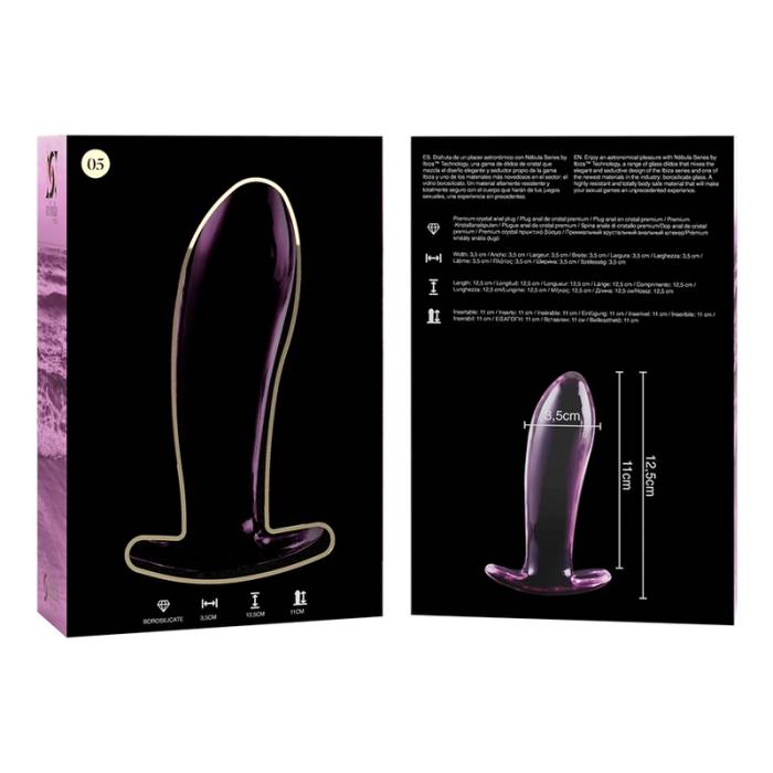 NEBULA SERIES BY IBIZA - MODELO 5 PLUG ANAL VIDRO BOROSILICADO 12,5 X 3,5 CM ROSA