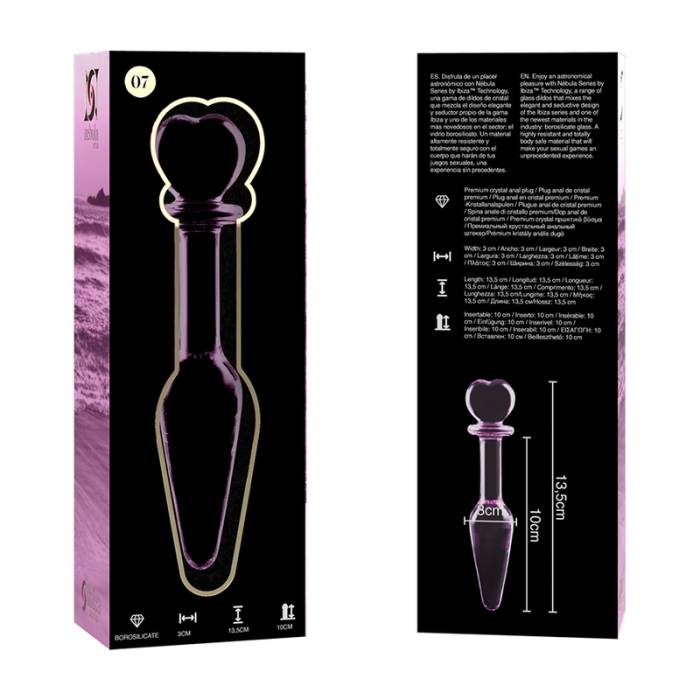NEBULA SERIES BY IBIZA - PLUG ANAL MODELO 7 VIDRO BOROSILICADO 13,5 X 3 CM ROSA
