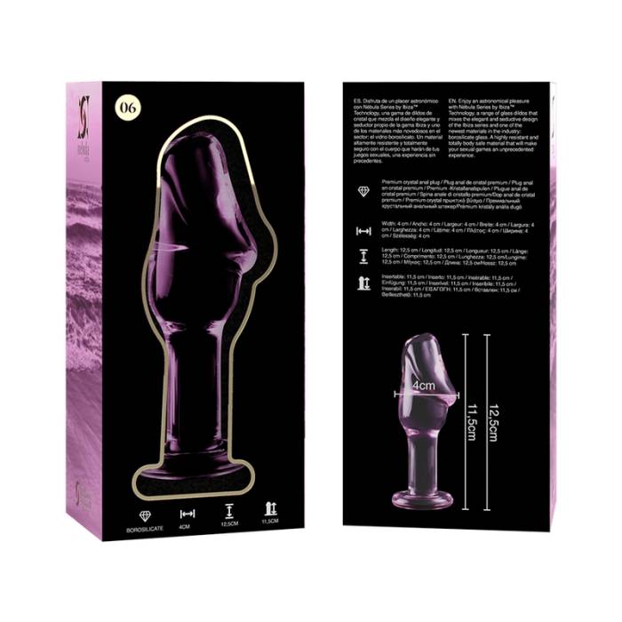 NEBULA SERIES BY IBIZA - MODELO 6 PLUG ANAL VIDRO BOROSILICADO 12,5 X 4 CM ROSA