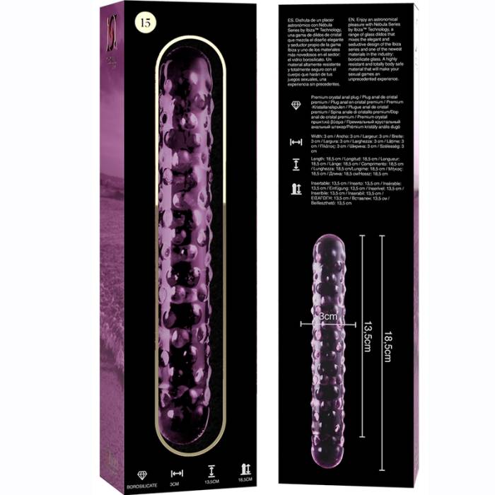 NEBULA SERIES BY IBIZA™ - MODELO 15 DILDO VIDRO BOROSILICADO 18,5 X 3 CM ROSA