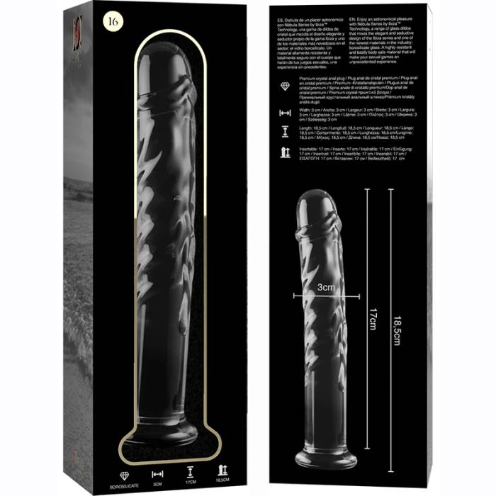 NEBULA SERIES BY IBIZA™ - MODELO 16 DILDO VIDRO BOROSILICADO 18,5 X 3 CM TRANSPARENTE
