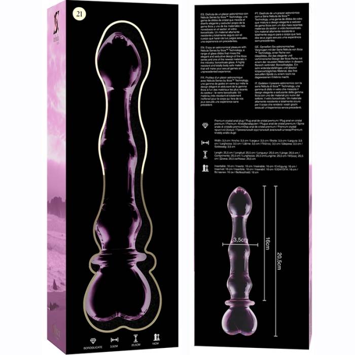 NEBULA SERIES BY IBIZA™ - MODELO 21 DILDO VIDRO BOROSILICADO 20,5 X 3,5 CM ROSA