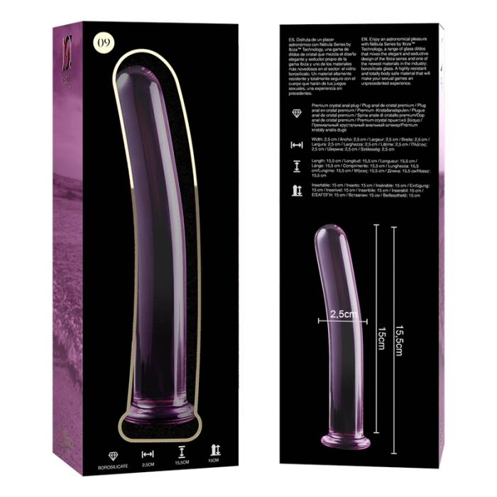 NEBULA SERIES BY IBIZA - MODELO 9 DILDO VIDRO BOROSILICADO 15,5 X 2,5 CM ROSA