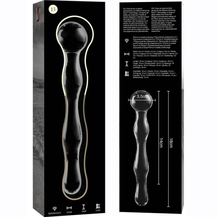 NEBULA SERIES BY IBIZA™ - MODELO 13 DILDO VIDRO BOROSILICADO 18 X 3,5 CM TRANSPARENTE