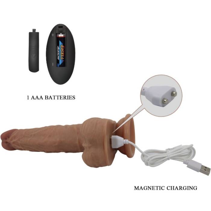 BONITO AMOR - DILDO JONATHAN SILICONE 3 VIBRAÇÃO + 3 FUNÇÕES DE IMPULSO CONTROLE REMOTO 21 CM