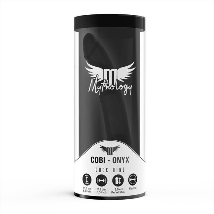 MYTHOLOGY - COBI ONYX DILDO ANAL CON ANILLOS PARA PENE Y TESTÍCULOS 13 CM