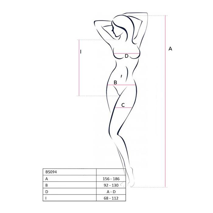 PASSION - BS094 BODYSTOCKING BLANCO TALLA UNICA