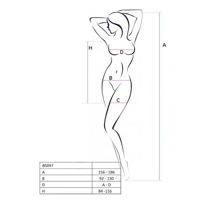 PASSION - BS097 BODYSTOCKING BLANCO TALLA UNICA