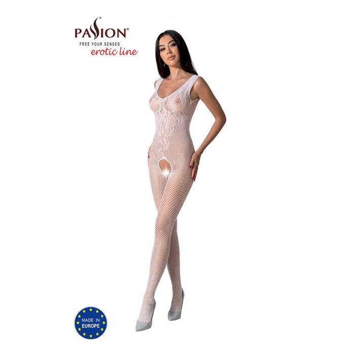 PASSION - BS098 BODYSTOCKING BLANCO TALLA UNICA